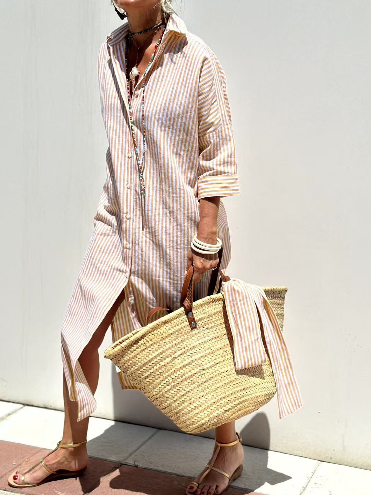 Maxi with Belt Summer Linen Lo - Casual Loose Linen Shirt Dress ulasan dan harga