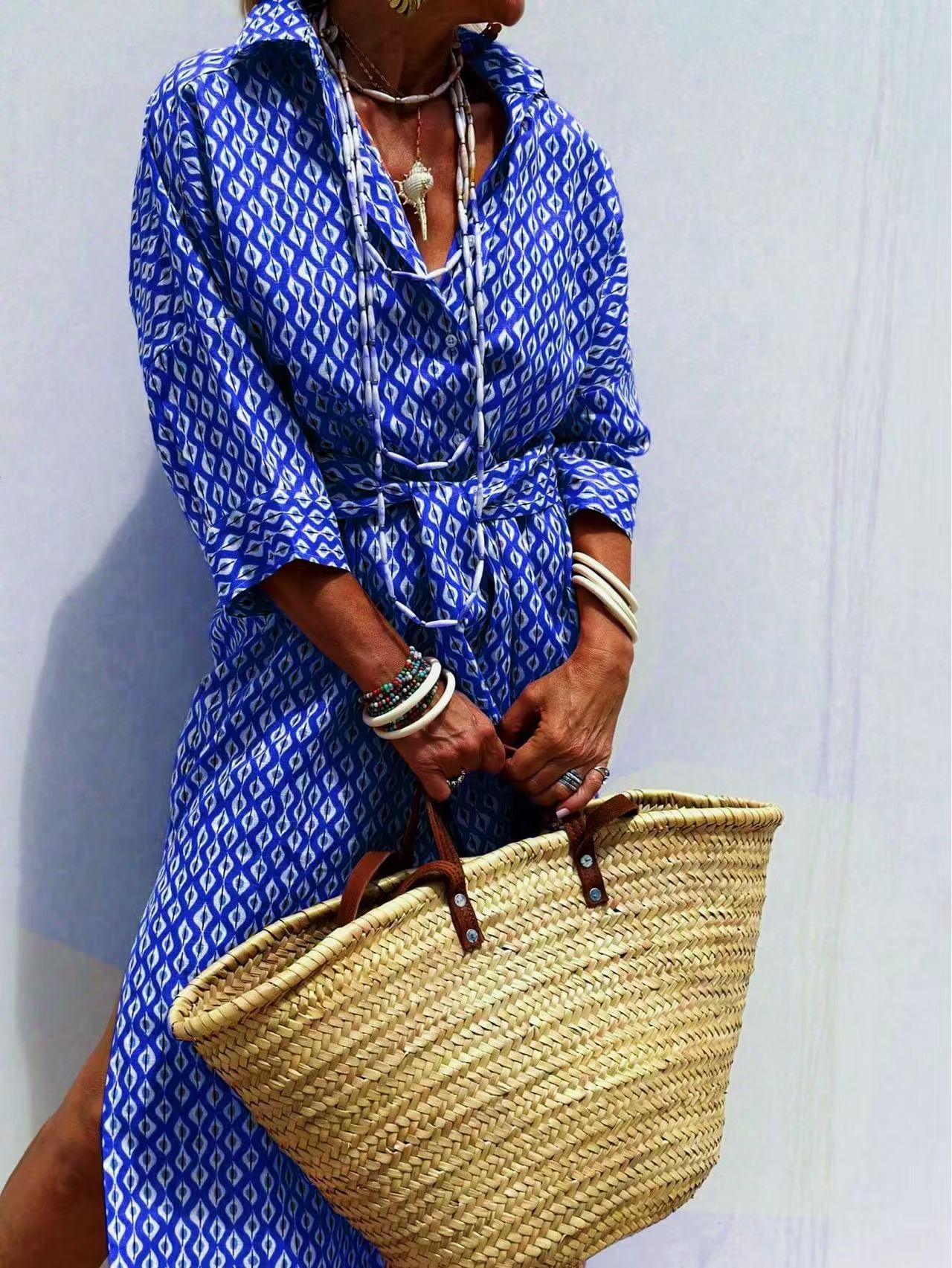 Maxi with Belt Summer Linen Lo - Casual Loose Linen Shirt Dress ulasan dan harga