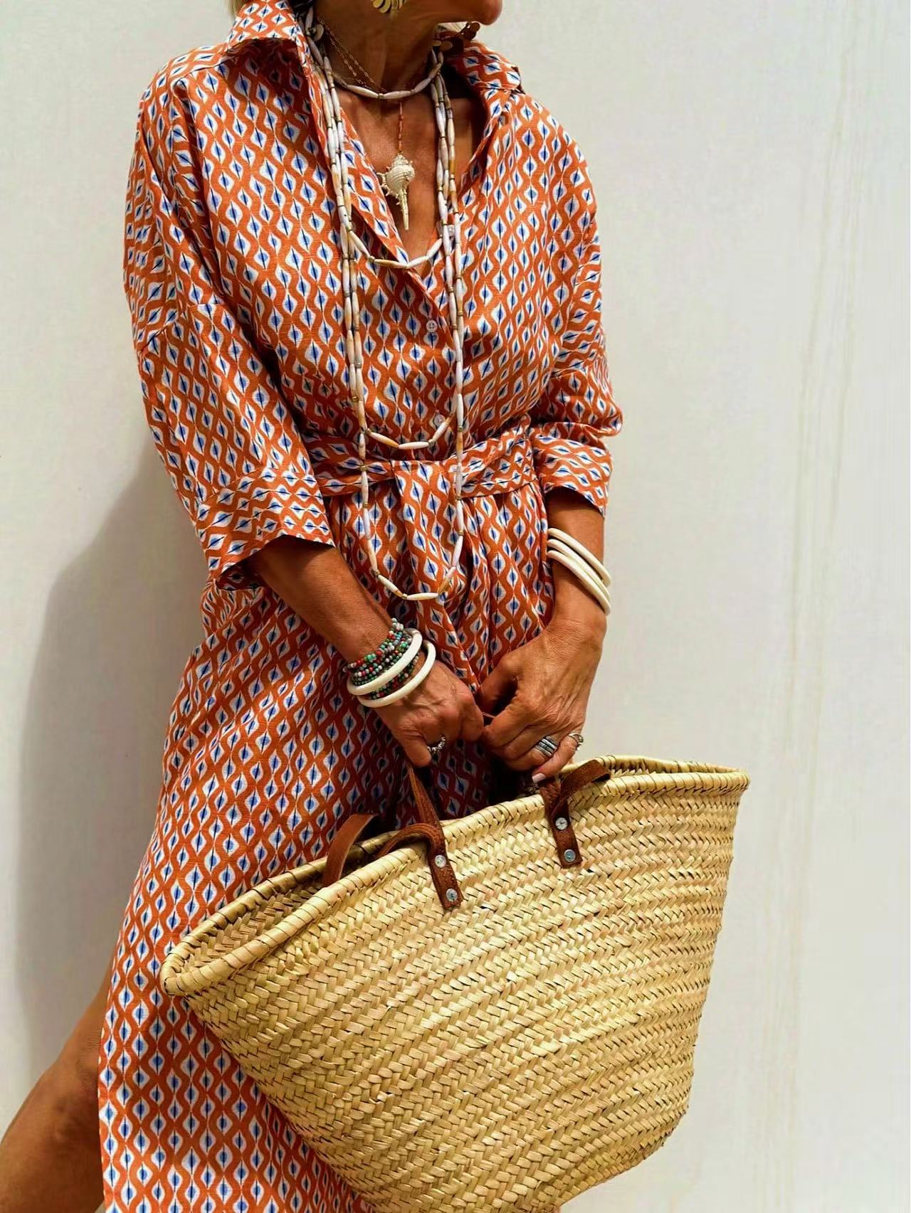 Maxi with Belt Summer Linen Lo - Casual Loose Linen Shirt Dress ulasan dan harga