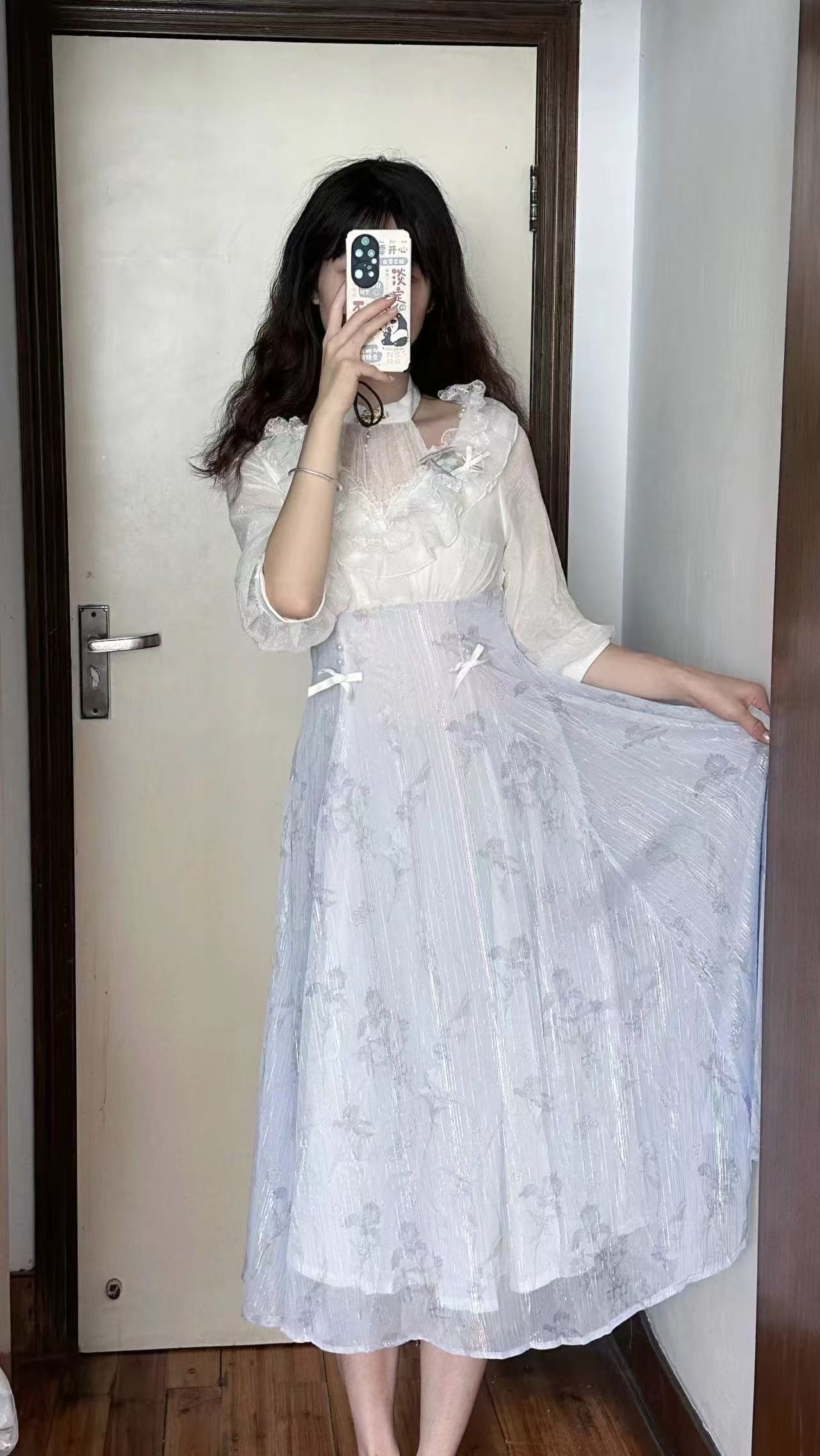 Women Floral Lolita One Piece  - French Vintage Floral Midi Dress ulasan dan harga
