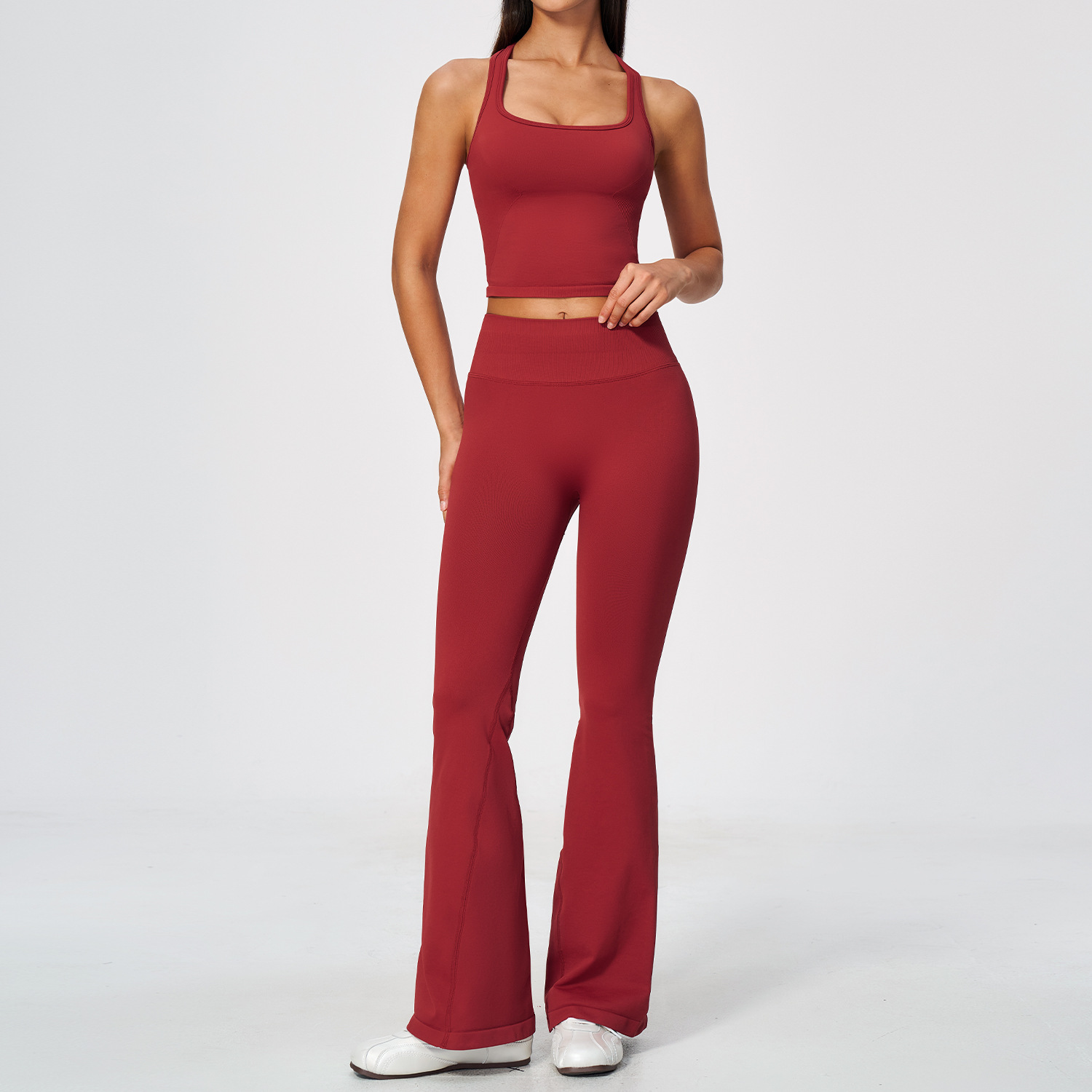 Women 2 Piece Yoga Set Racerba - Seamless Ribbed Workout Tank Top ulasan dan harga