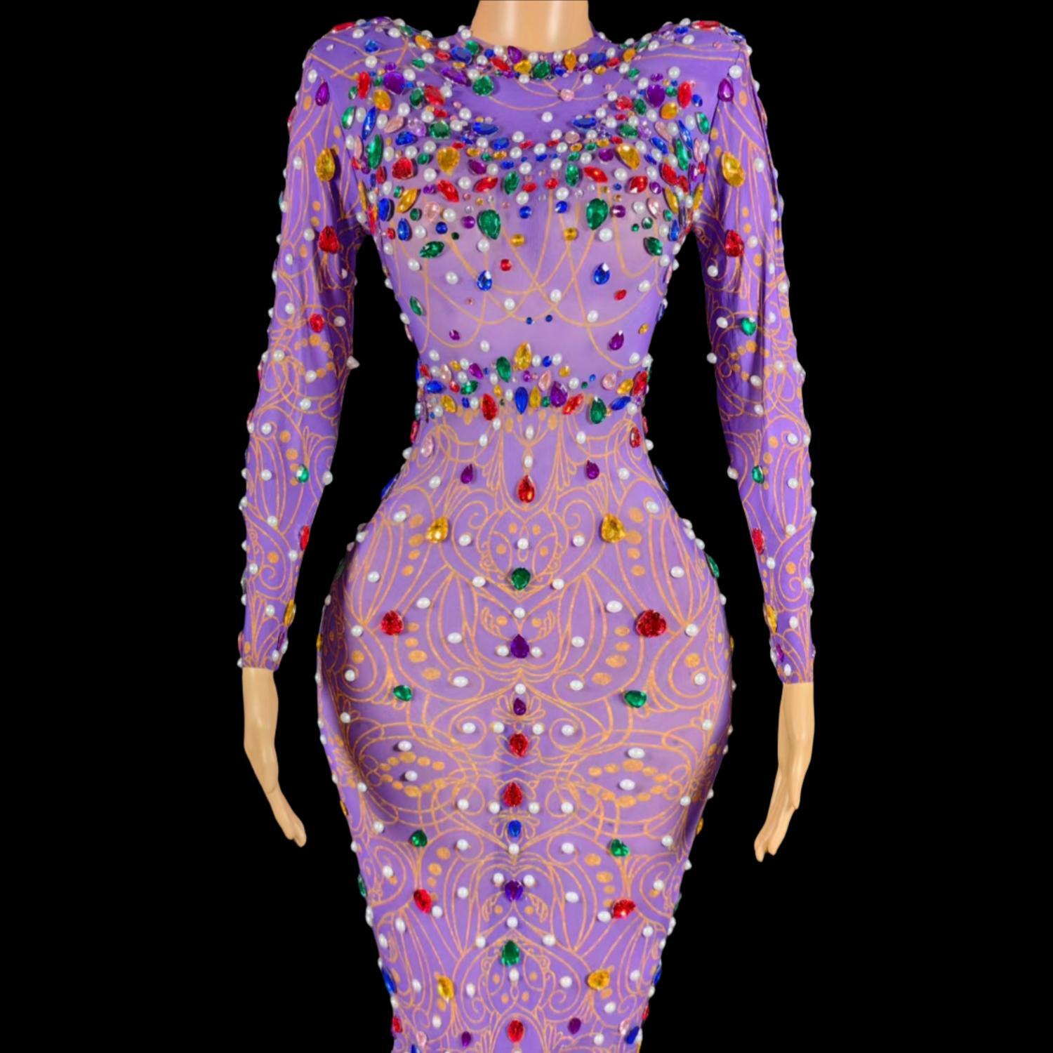 Sparkly Rhinestones Purple Mer - Sparkly Rhinestone Club Party Dress ulasan dan harga