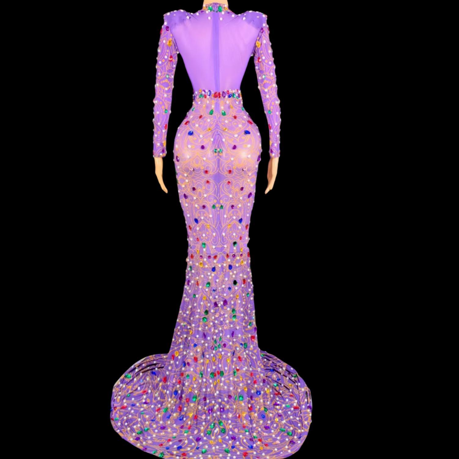Sparkly Rhinestones Purple Mer - Sparkly Rhinestone Club Party Dress ulasan dan harga
