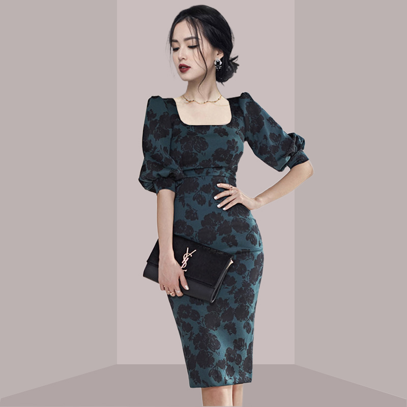 Elegant Ladylike Floral Print  - French Vintage Floral Midi Dress ulasan dan harga