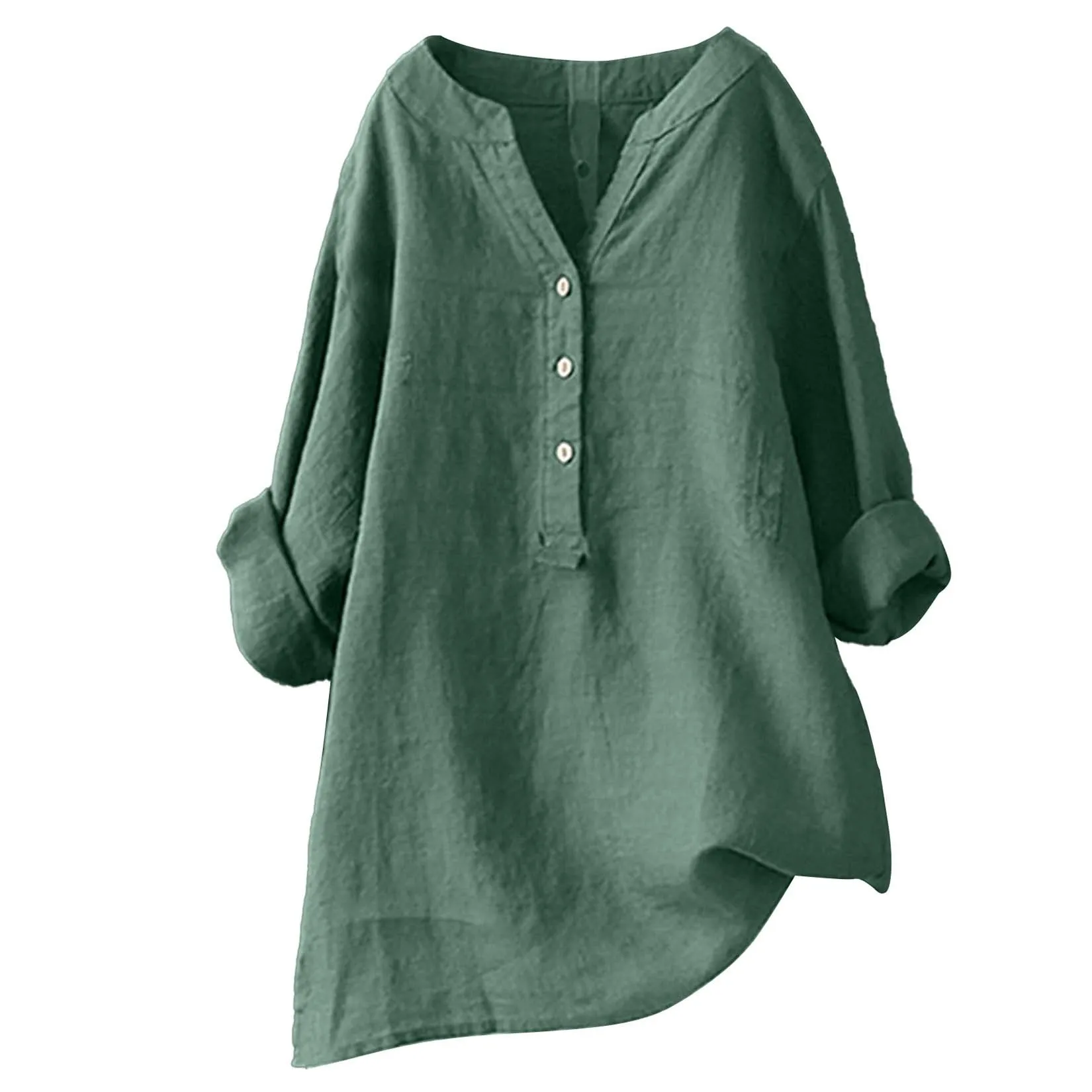 Unisex Women Men Cotton Linen  - Casual Loose Linen Shirt Dress ulasan dan harga