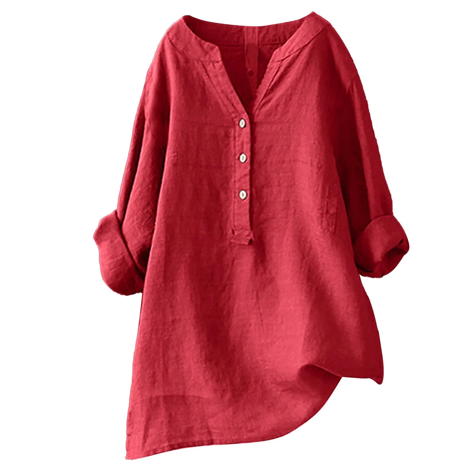 Unisex Women Men Cotton Linen  - Casual Loose Linen Shirt Dress ulasan dan harga