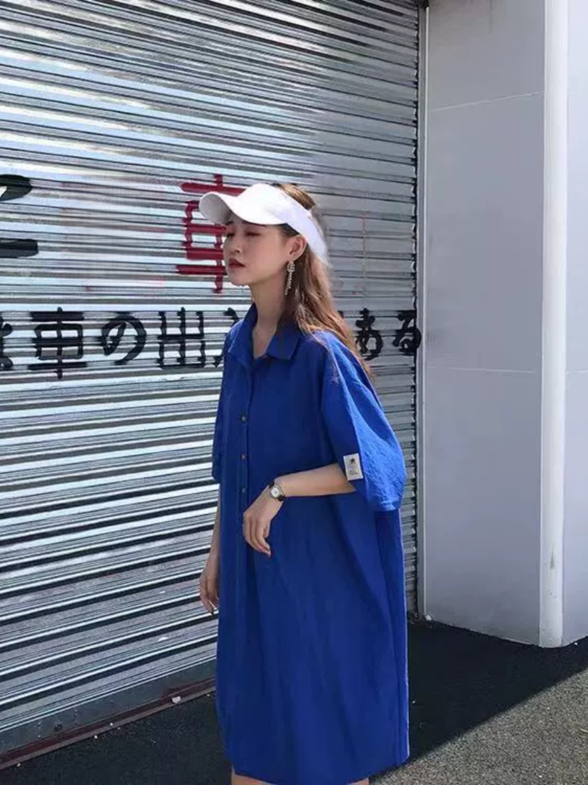 plus Size Shirt Dress Slimming - Korean Style A Line Shirt Dress ulasan dan harga