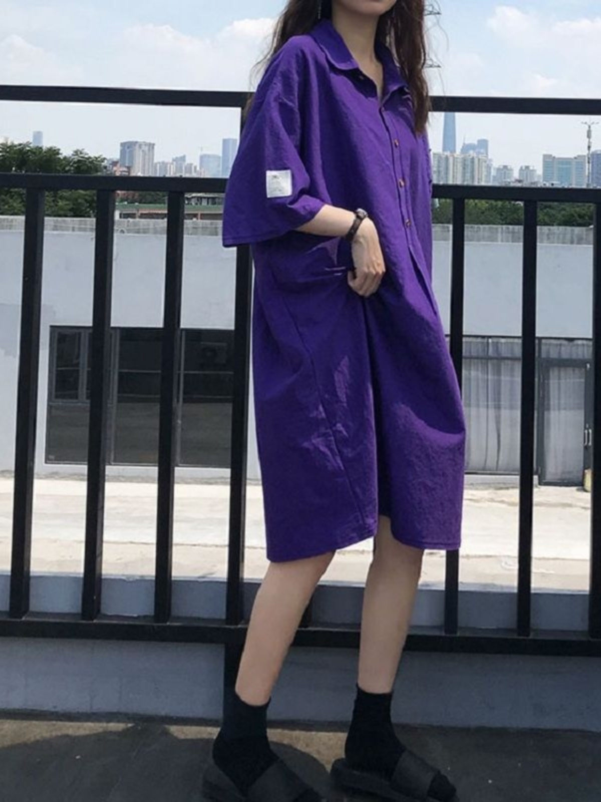 plus Size Shirt Dress Slimming - Korean Style A Line Shirt Dress ulasan dan harga