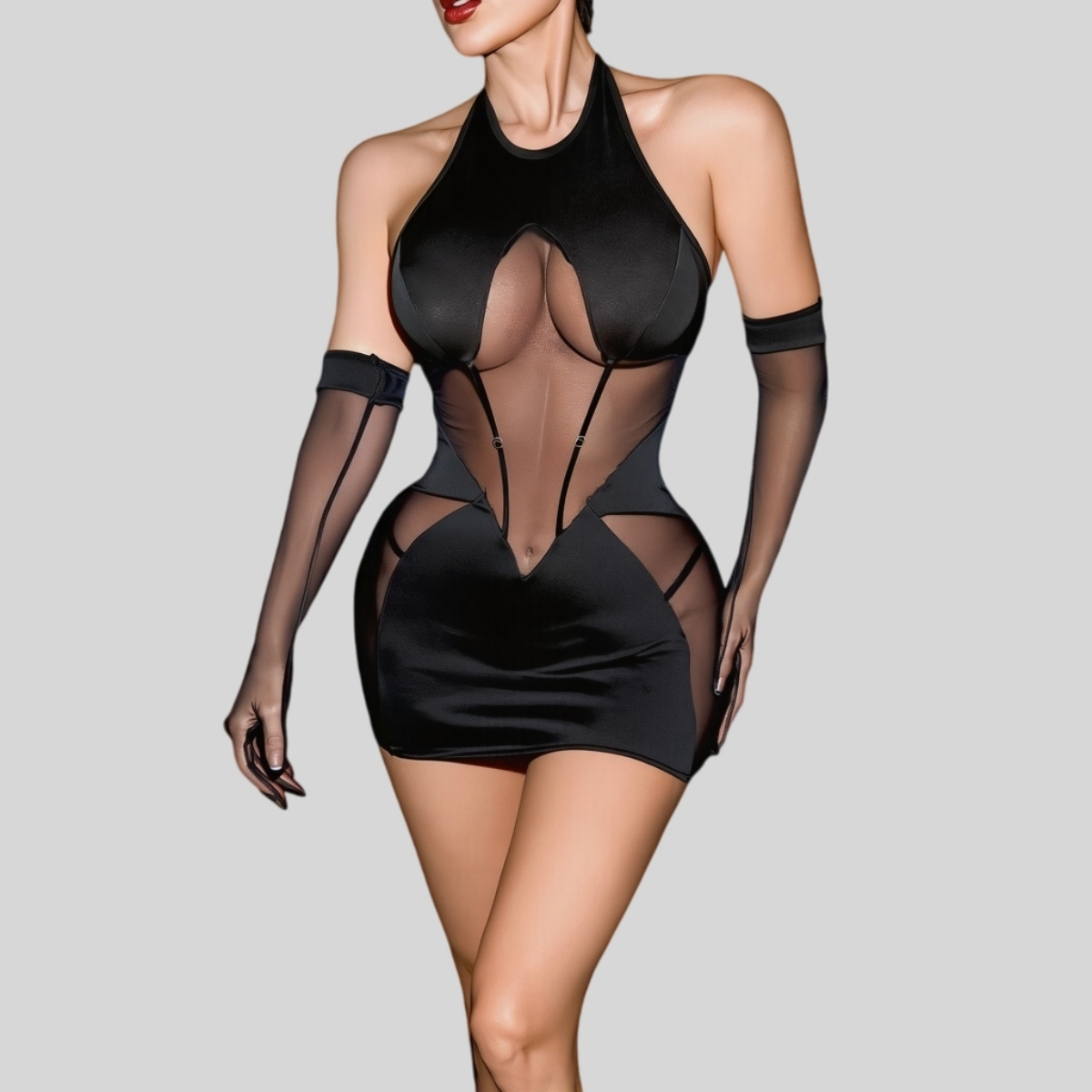 Women Sexy Patchwork Dresses I - Sexy Mesh Sheer Bodycon Dress ulasan dan harga