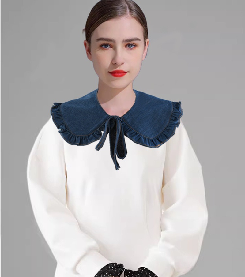 Sweet Blue Denim Ruffle False  - Blouses ulasan dan harga