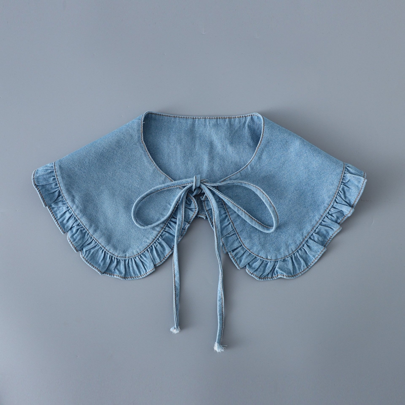 Sweet Blue Denim Ruffle False  - Blouses ulasan dan harga