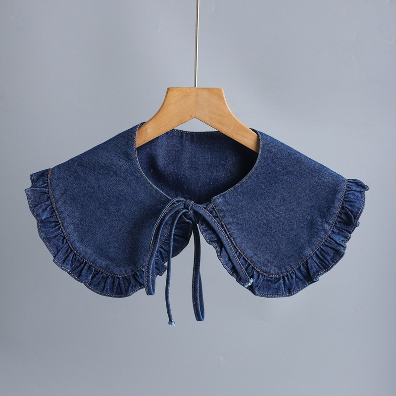 Sweet Blue Denim Ruffle False  - Blouses ulasan dan harga