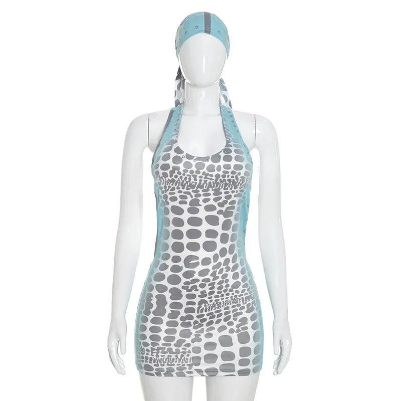 Sexy Halter Rivet Mini Dress W - Y2K Backless Halter Mini Dress ulasan dan harga