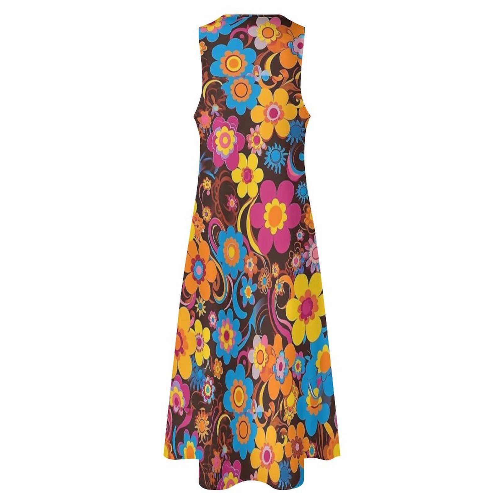 Psychedelic Bloom Groovy Flora - Boho Summer Beach Maxi Dress ulasan dan harga