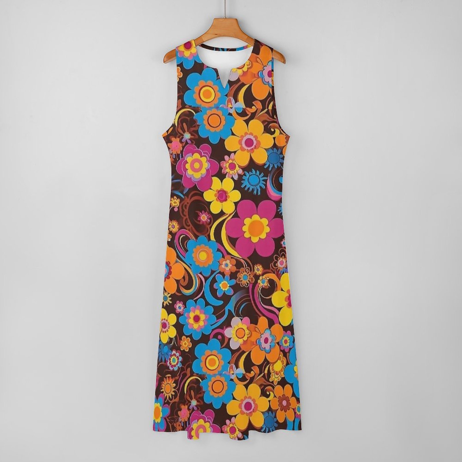 Psychedelic Bloom Groovy Flora - Boho Summer Beach Maxi Dress ulasan dan harga