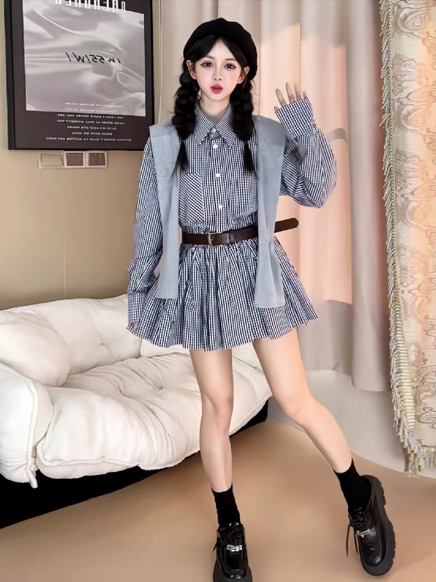 Early Autumn Korean Style Shir - Korean Style A Line Shirt Dress ulasan dan harga