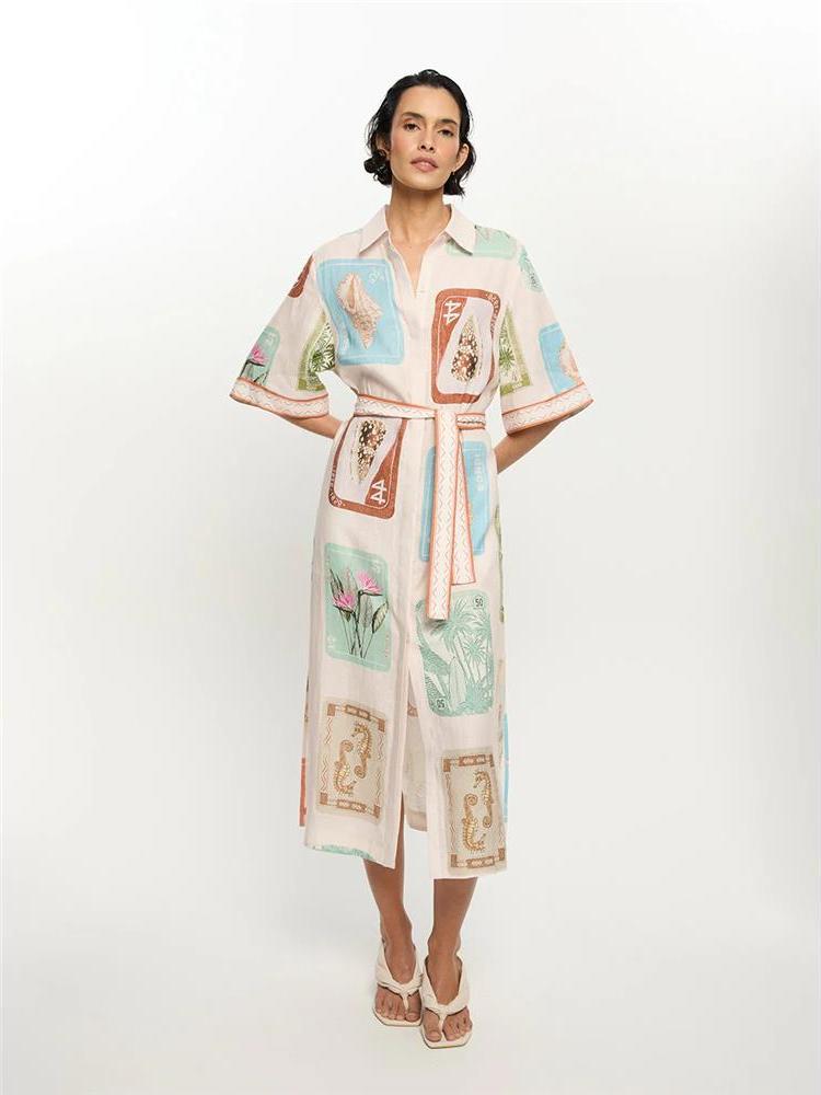 Cleanfit Linen Short Dress Wom - Casual Loose Linen Shirt Dress ulasan dan harga