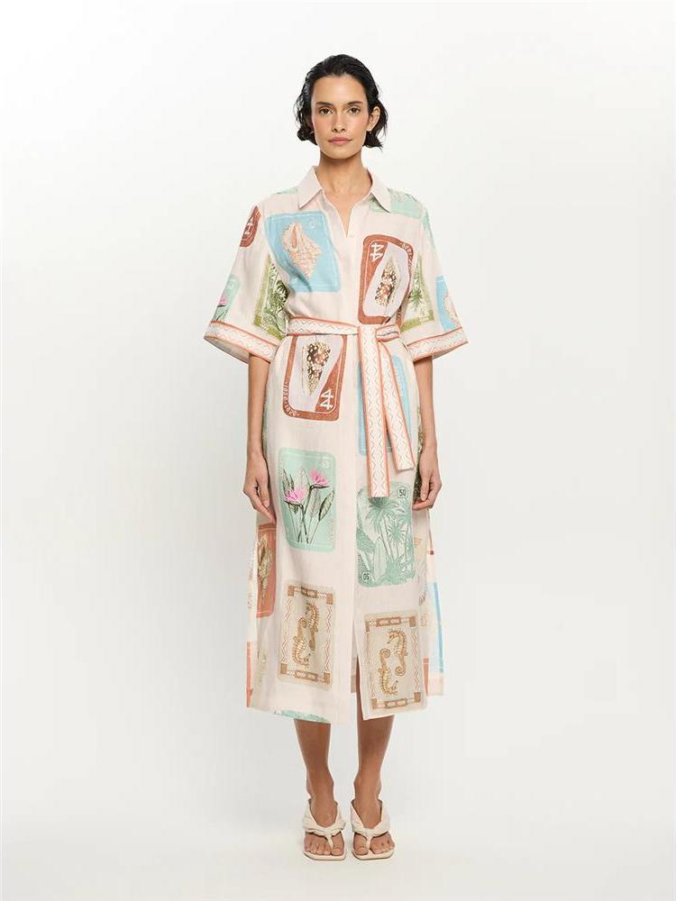 Cleanfit Linen Short Dress Wom - Casual Loose Linen Shirt Dress ulasan dan harga
