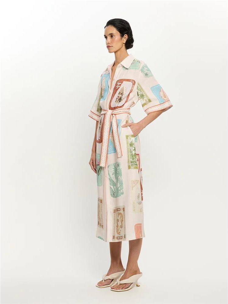 Cleanfit Linen Short Dress Wom - Casual Loose Linen Shirt Dress ulasan dan harga