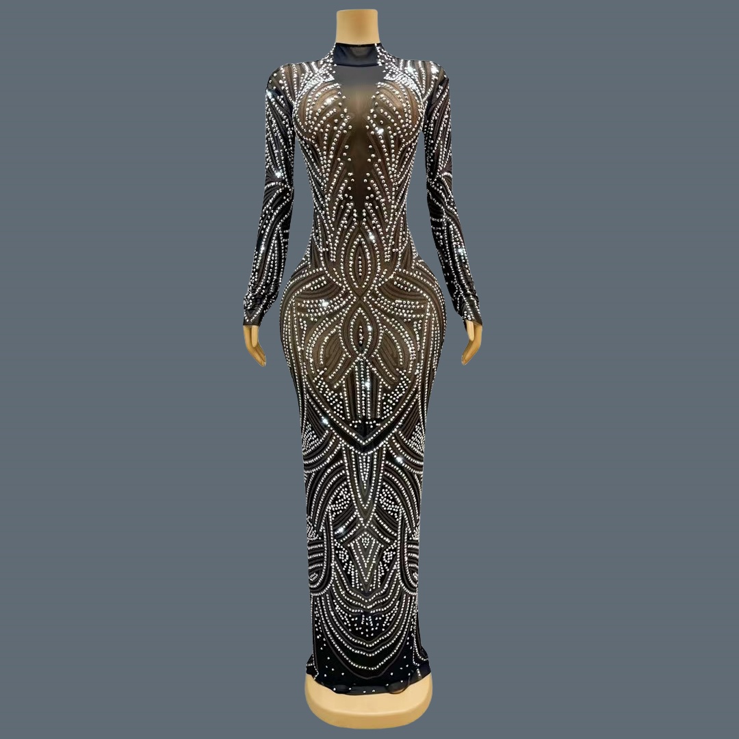 Black New Style Sparkly Rhines - Sparkly Rhinestone Club Party Dress ulasan dan harga