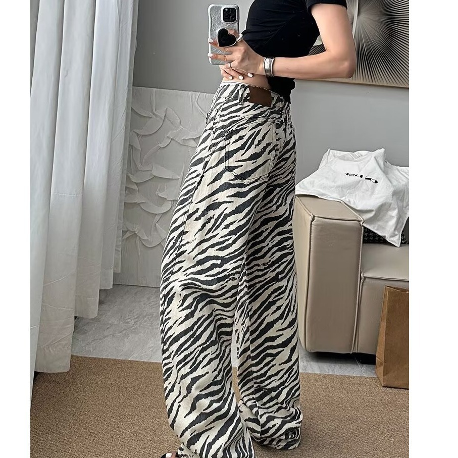 Zebra Pattern Women Jeans Vint - Jeans ulasan dan harga