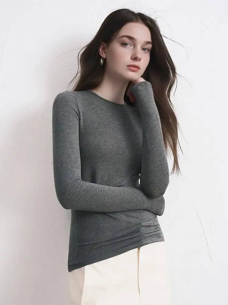 Women Cashmere Blend Long Slee - Blouses ulasan dan harga